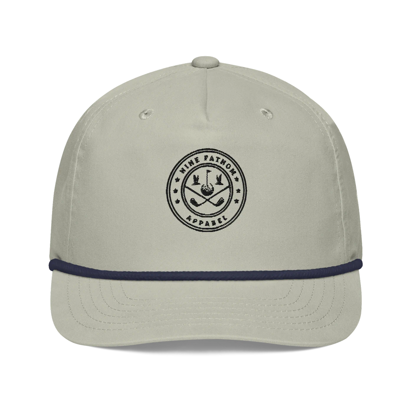 The Rope Cap in stone with navy rope